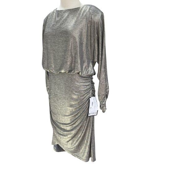 Vince Camuto Metallic Silk Dress Size 12 Ruched Open Back Cocktail Party Glam - Picture 9 of 13